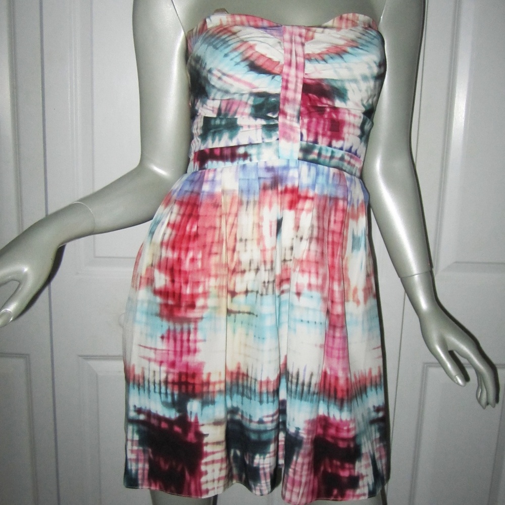 PARKER Multi-Colored Tie Dye Bustier Dress Small